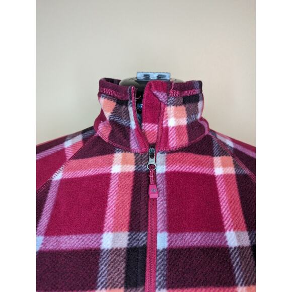 Eddie Bauer Red Plaid Quarter Zip Fleece Pullover Sweater Top Size L - Picture 3 of 7